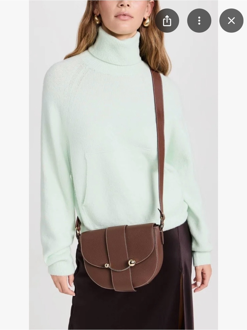 Strathberry Cressent Leather Saddle Bag with Gold Hardware - Picture 7 of 8